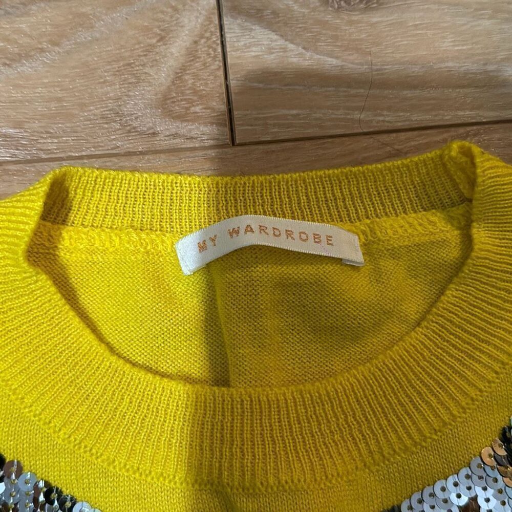 My wardrobe yellow and silver glitter striped top - Picture 3 of 6